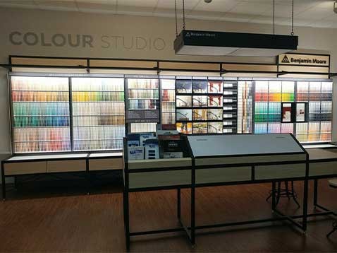 A wall of color swatches